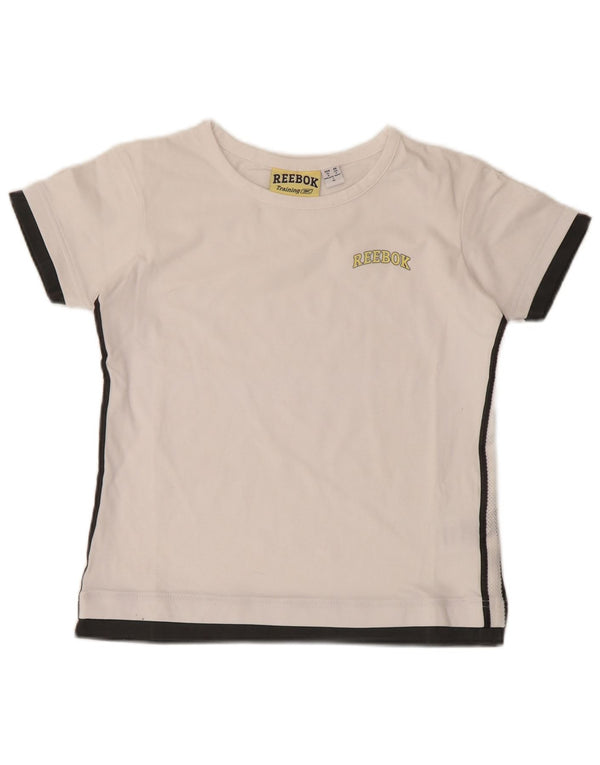 T-shirt da allenamento Reebok per ragazzi, 13-14 anni, XL, cotone color block bianco