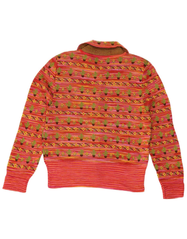 ZARA Maglia Bolero da Donna con Maniche a 3/4 UK 14 Grande Viscosa Floreale Rossa