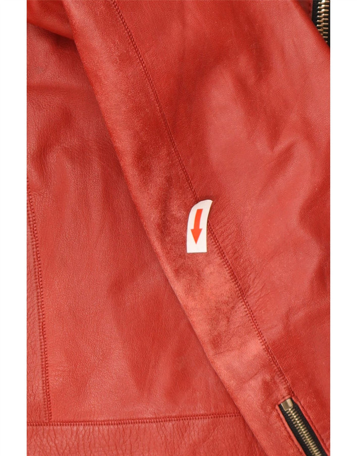 Giacca da motociclista in pelle da uomo Massimo Dutti UK 36 piccola pelle rossa