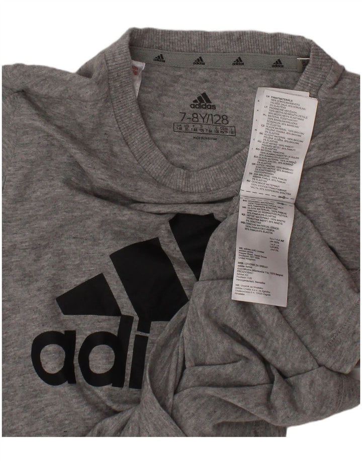T-shirt grafica ADIDAS per ragazzi 7-8 anni in cotone grigio