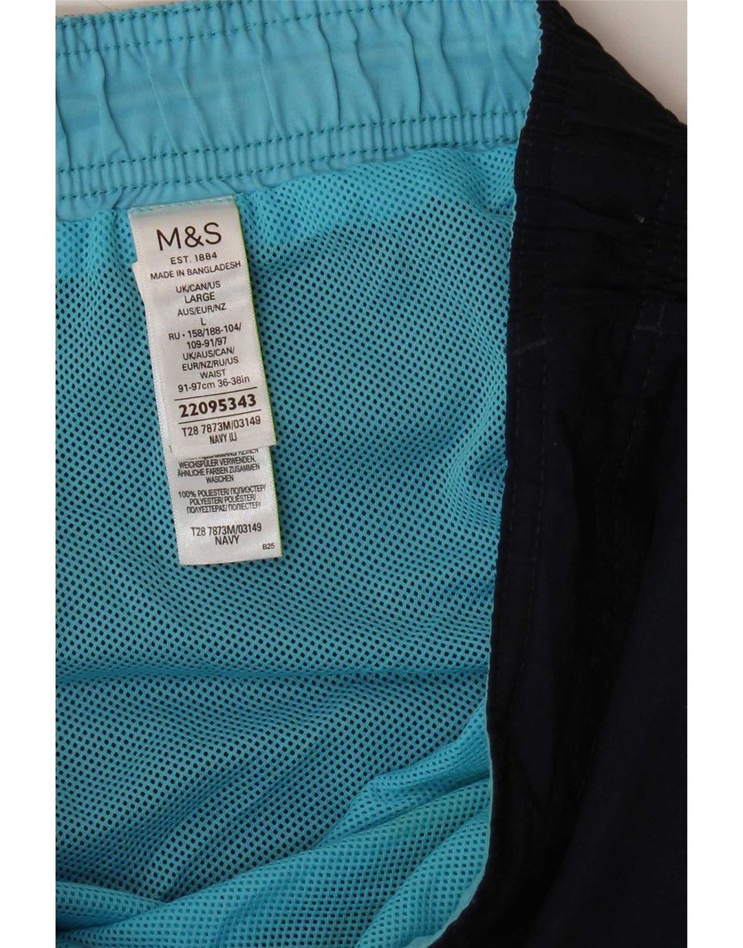 Pantaloncini da bagno da uomo Marks & Spencer grandi in poliestere blu navy