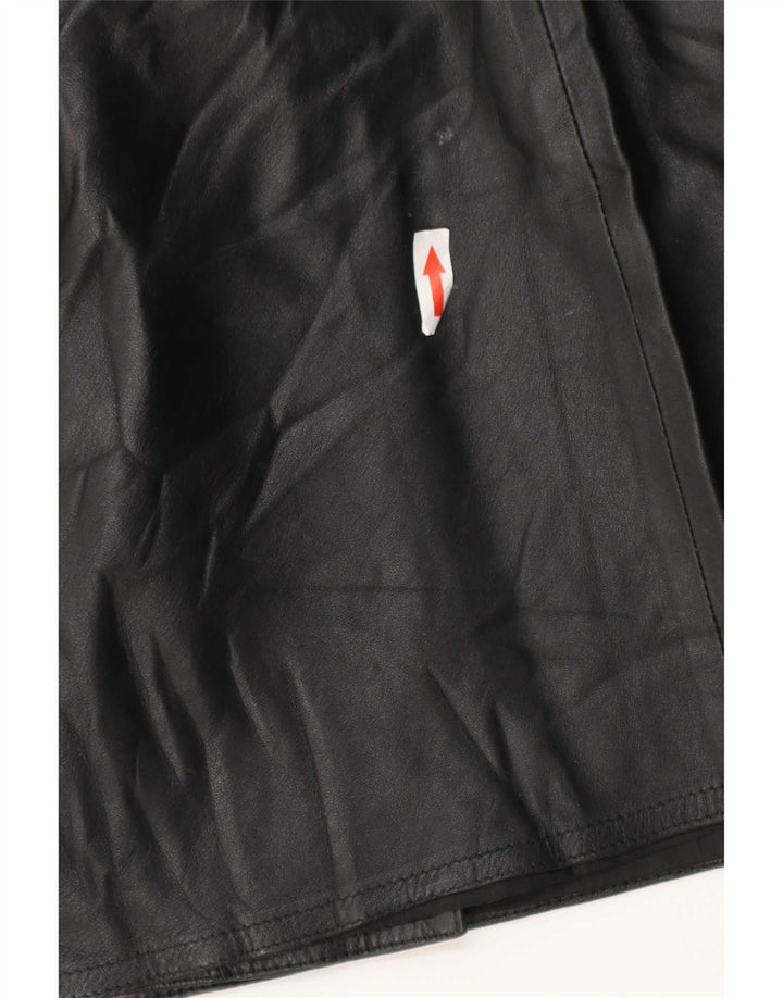 Gonna in pelle vintage da donna W28 media nera