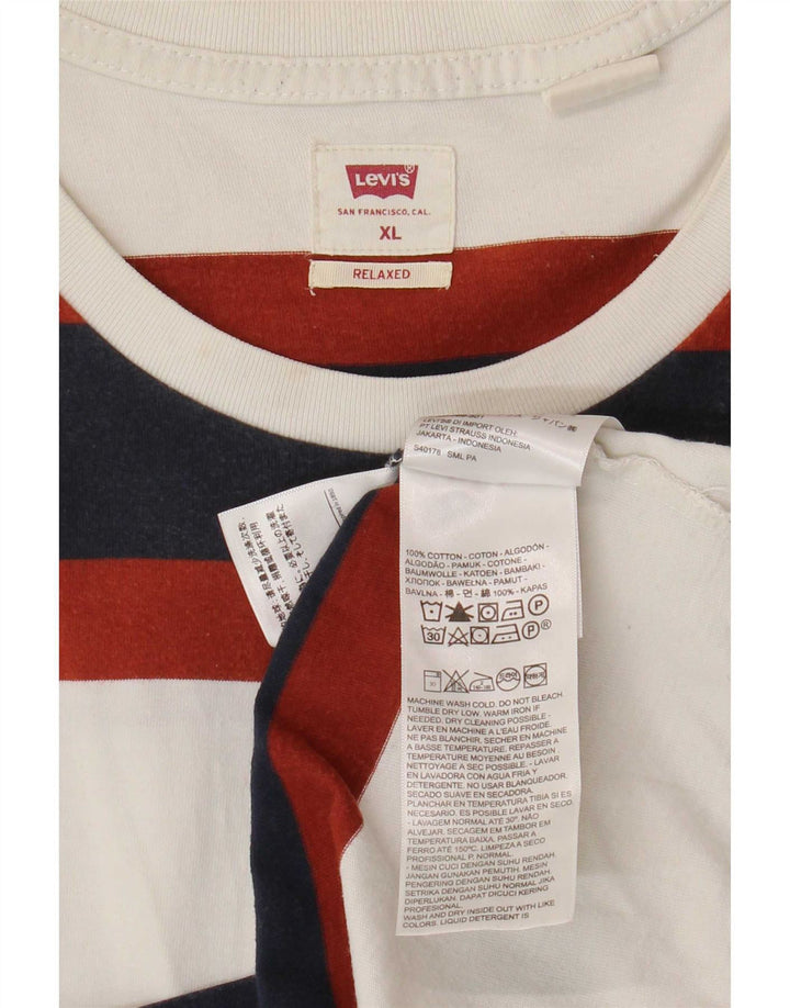 T-shirt rilassata da uomo Levi's Top XL in cotone a righe bianche