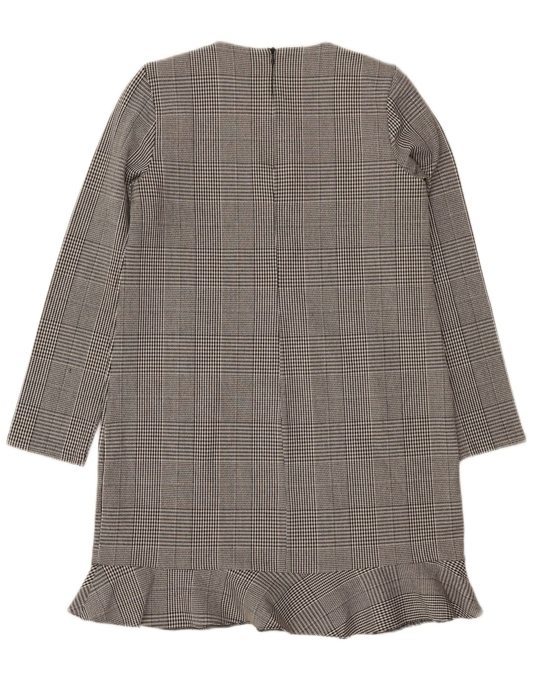 ZARA Womens Long Sleeve Shift Dress UK 12 Medium Grey Check Polyester