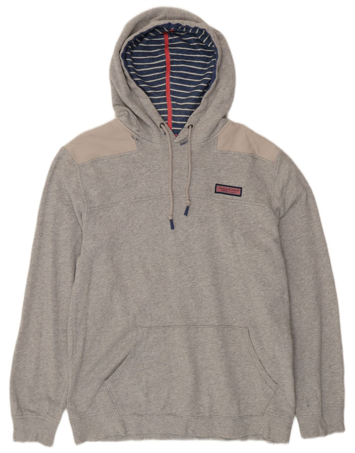 VINEYARD VINES Maglione con cappuccio da uomo grande in cotone grigio