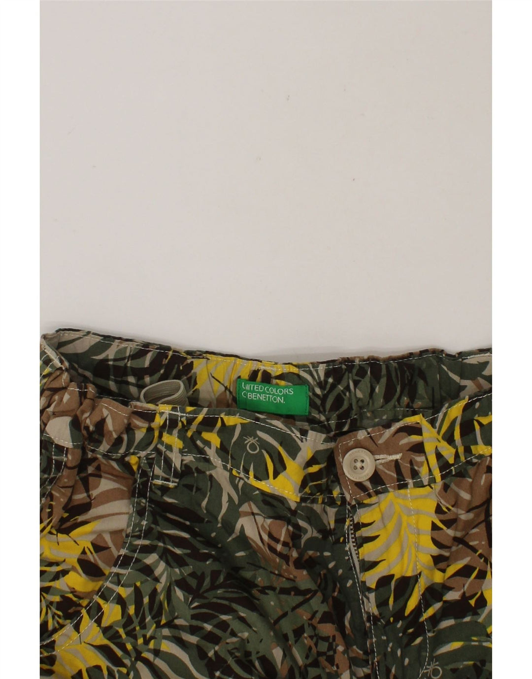 BENETTON Boys Abstract Pattern Casual Shorts 13-14 Years 3XL W27  Khaki Vintage Benetton and Second-Hand Benetton from Messina Hembry 