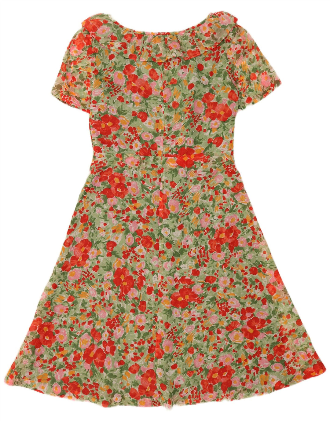 Abito a trapezio da donna vintage UK 12 Poliammide floreale multicolore medio