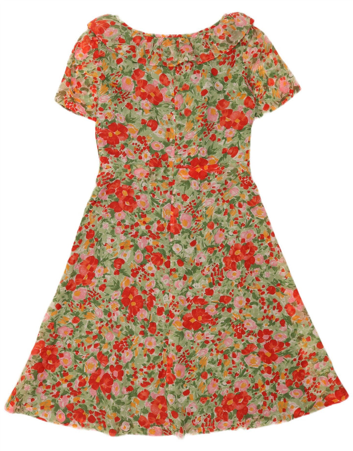 Abito a trapezio da donna vintage UK 12 Poliammide floreale multicolore medio