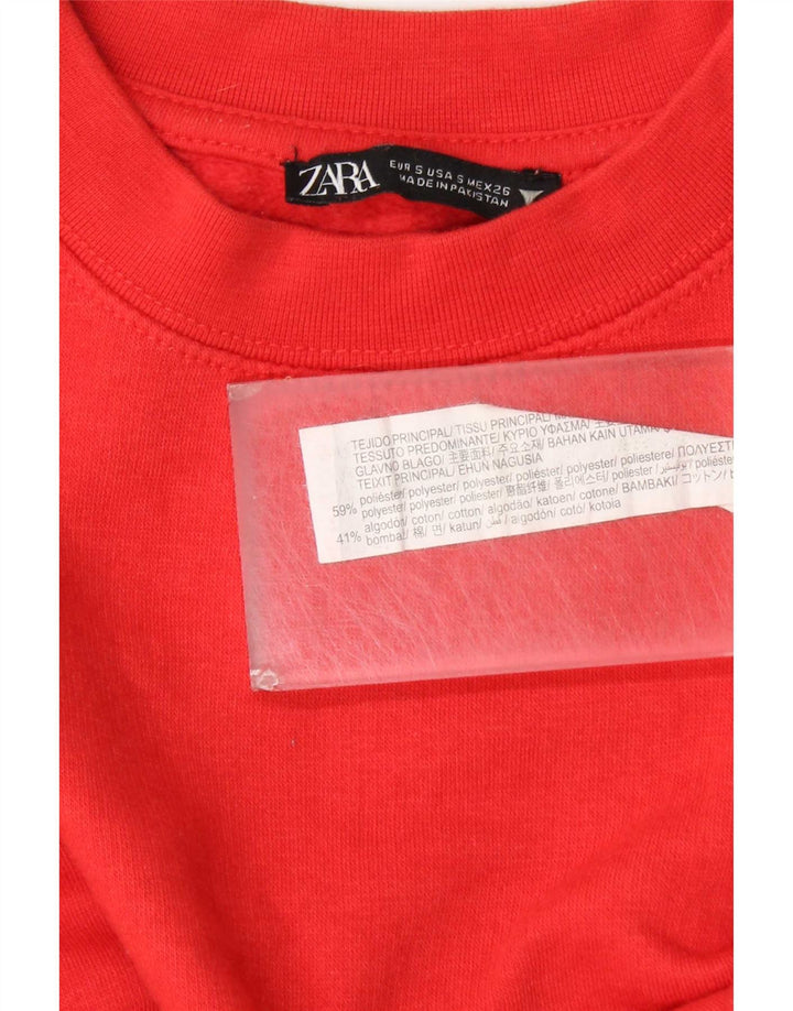 Felpa oversize da donna Zara UK 10 piccola rossa in poliestere