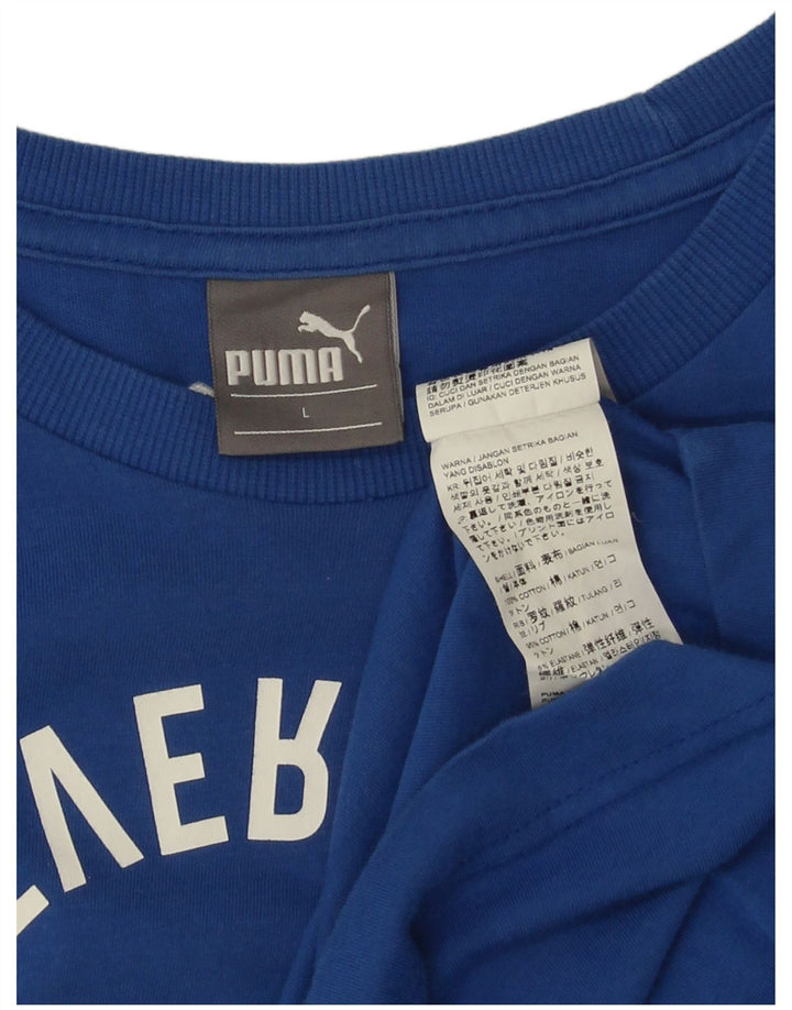 T-shirt grafica da uomo Puma grande in cotone blu