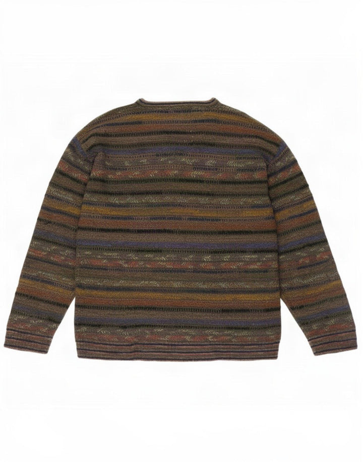 Maglione da uomo con scollo a V Fiume Fiume in acrilico a righe multicolore medio