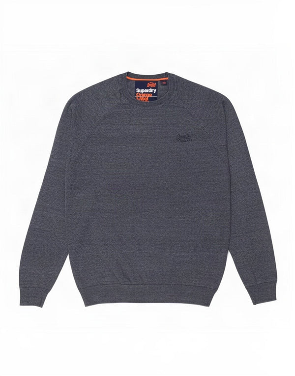 Maglione maglione girocollo da uomo Superdry grande cotone chiazzato blu