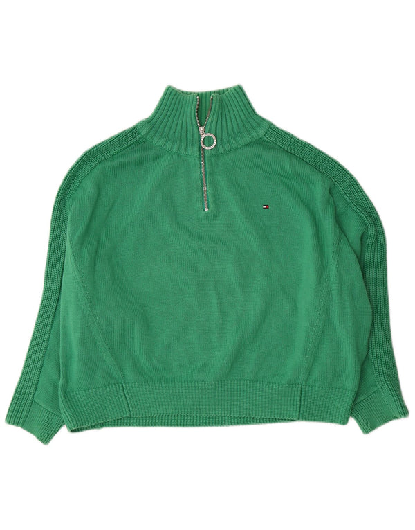 Tommy Hilfiger Donna Maglione oversize con zip e collo UK 10 Small Verde