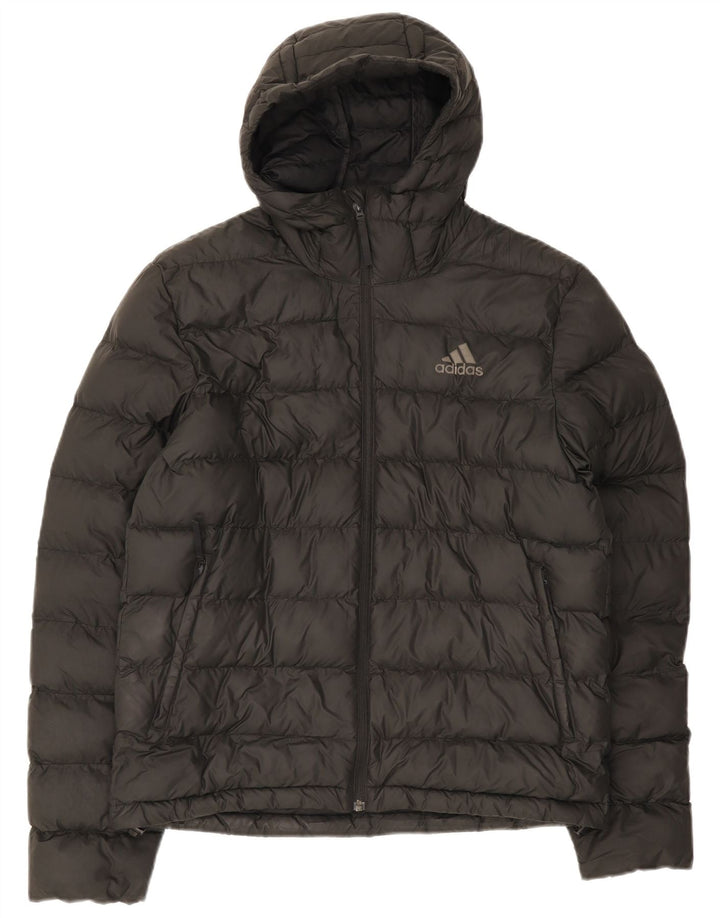 Giacca imbottita con cappuccio da uomo Adidas UK 38 poliestere nero medio