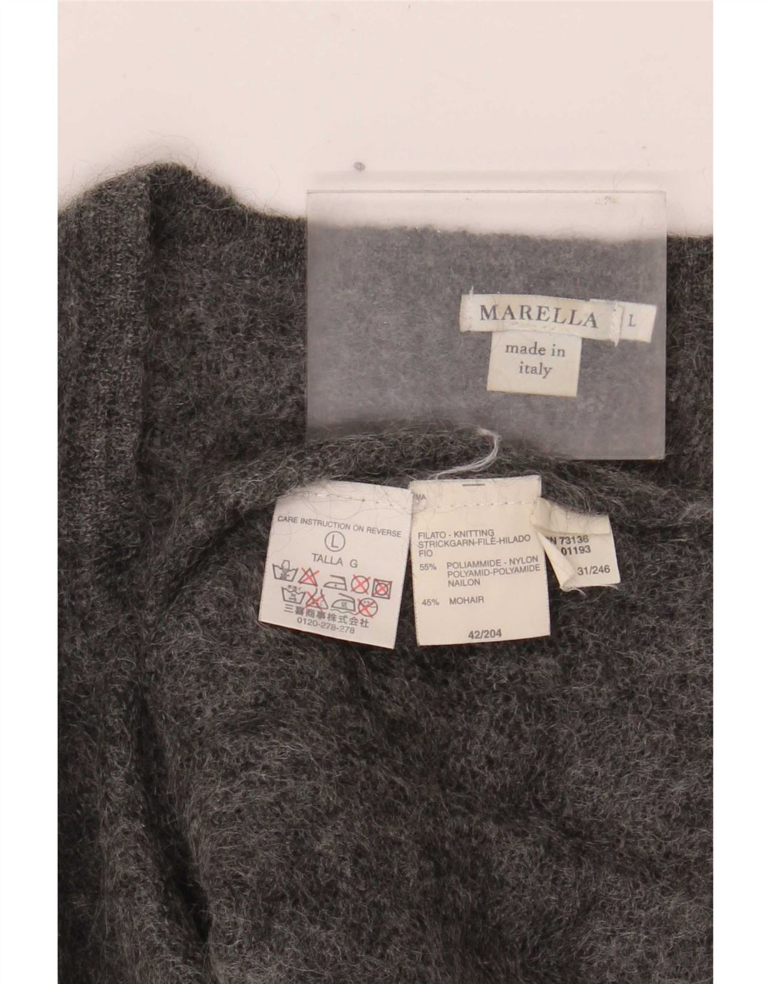 Maglione maglione con scollo a V da donna Marella UK 16 Large Grigio Poliammide