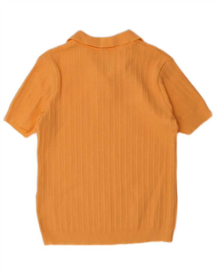 Maglione vintage da donna a maniche corte con collo a polo IT 44 Arancione medio