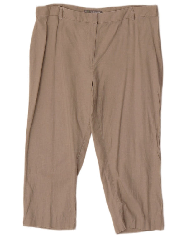 Pantaloni Capri da donna Marks & Spencer UK 14 Large W32 L19 Lino beige