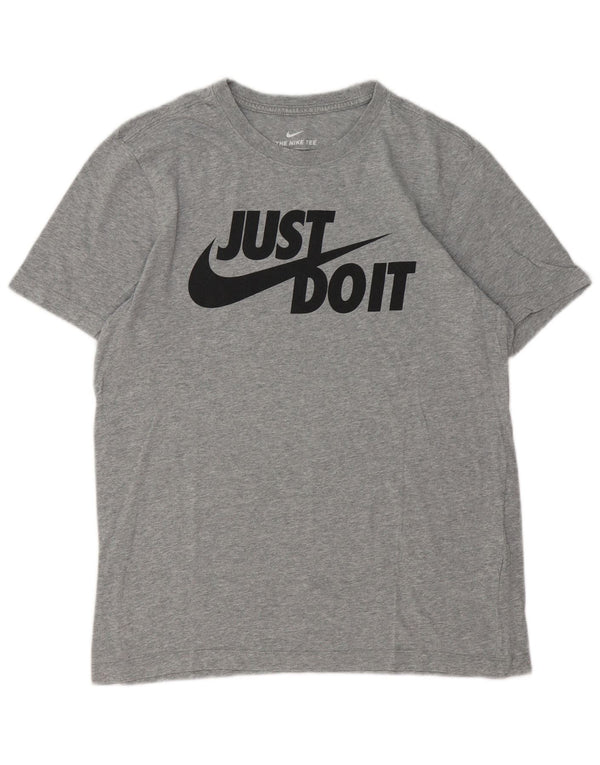 T-shirt grafica Nike da uomo in cotone mélange grigio medio