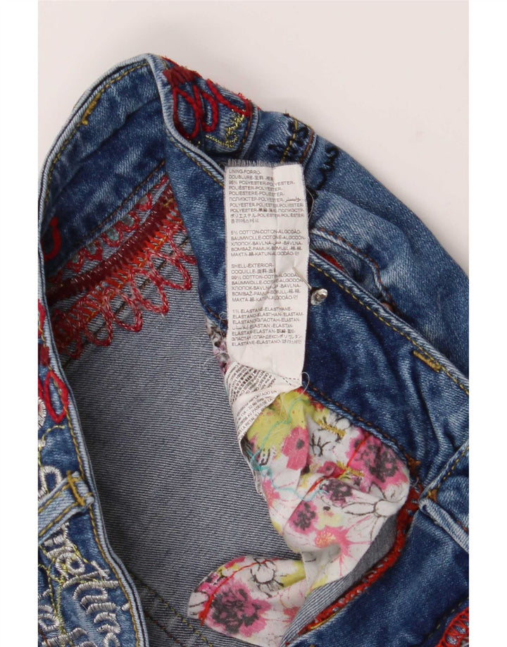 Desigual Donna Graphic Slim Jeans W30 L27 Blu Poliestere
