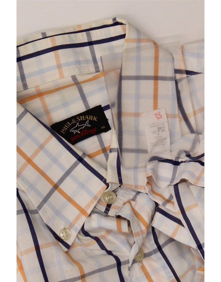 Camicia da uomo Paul & Shark taglia 44 XL cotone a quadri bianchi