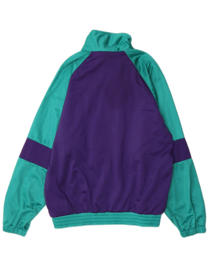 Giacca da ginnastica vintage da uomo grande color block turchese
