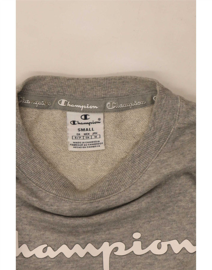 Felpa con grafica Champion da donna, maglione UK 10 piccolo grigio