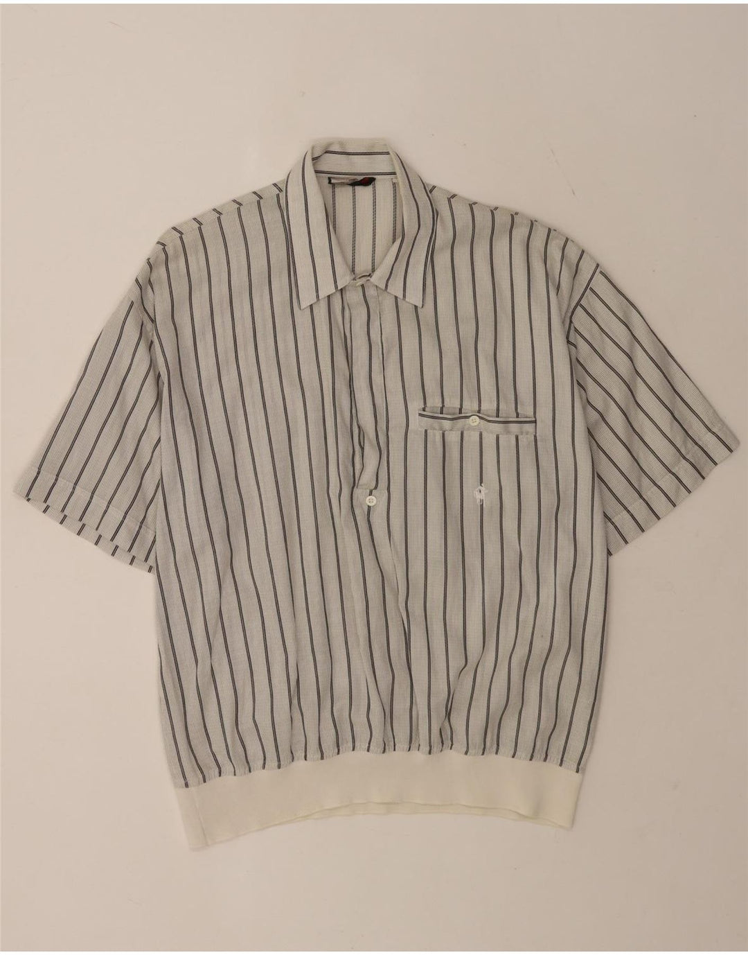 Camicia pullover a maniche corte da uomo RODRIGO IT 52 cotone a righe grandi bianche