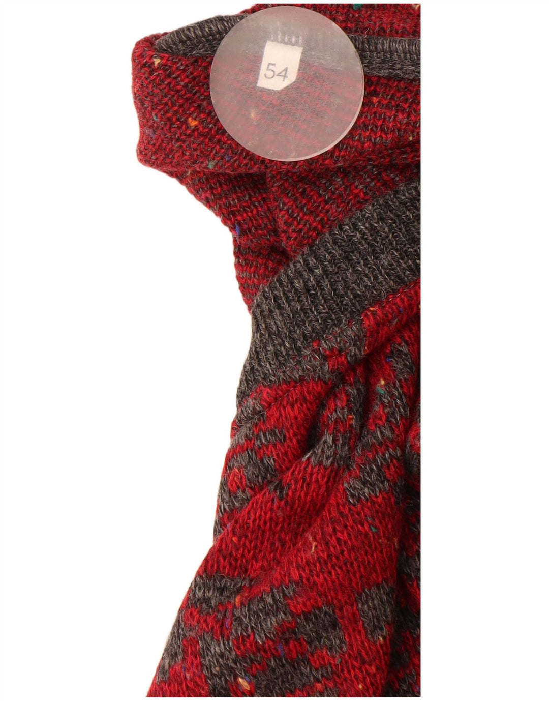 Maglione maglione girocollo da uomo Cacharel Paris IT 54 XL lana geometrica rossa