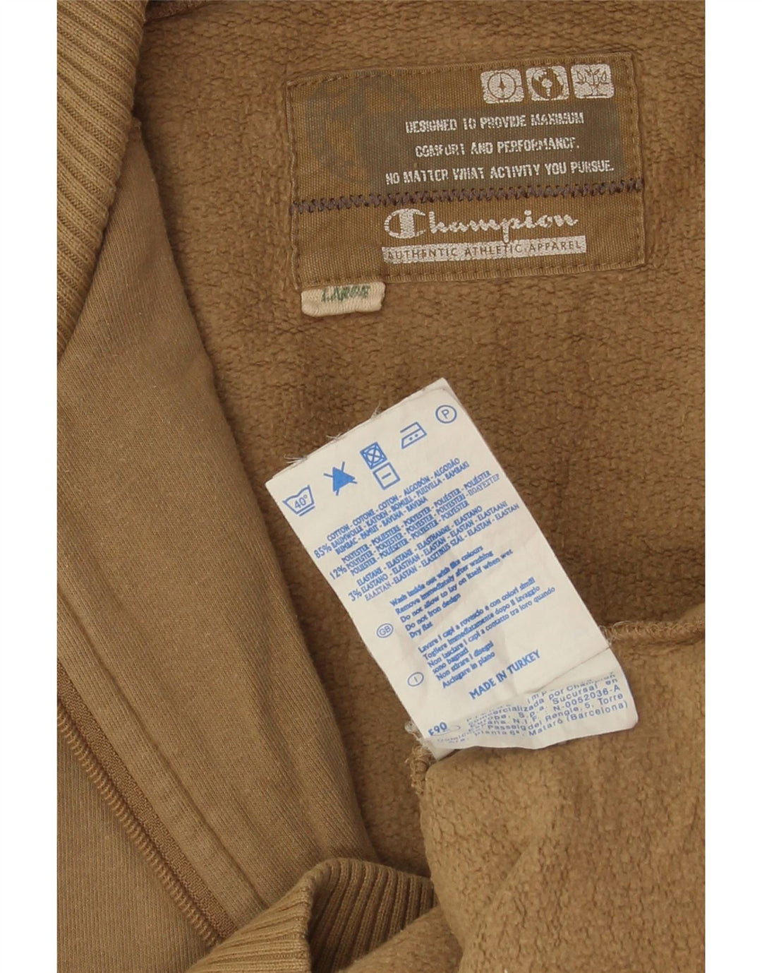 CHAMPION Giacca da tuta da uomo di grandi dimensioni in cotone beige