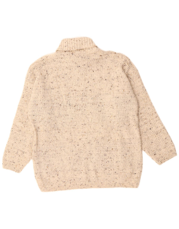 Onyx Womens Roll Neck Jumper Sweater UK 18 XL Beige Flecked Wool