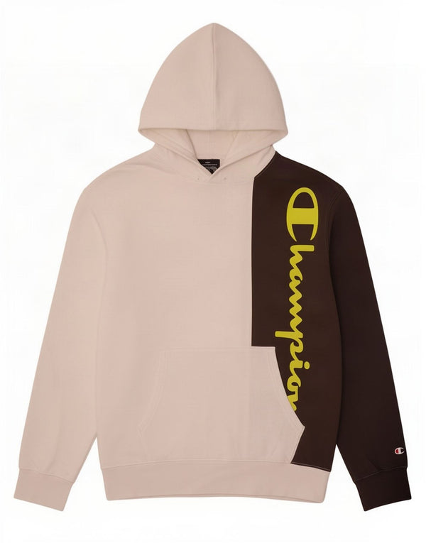 Felpa con cappuccio grafica da uomo Champion XL in cotone color block bianco