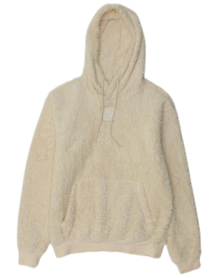 Maglione in pile con cappuccio da uomo Adidas XS Beige Poliestere