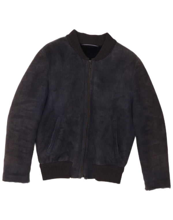 CPL1953 Giubbotto bomber in shearling da donna UK 20 2XL Shearling blu navy
