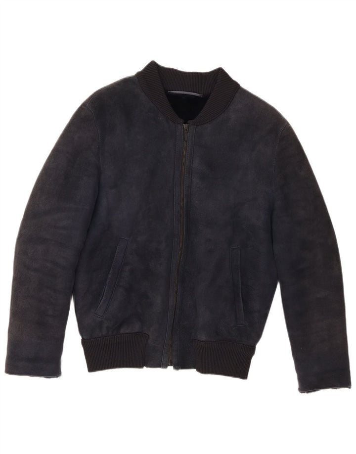 CPL1953 Giubbotto bomber in shearling da donna UK 20 2XL Shearling blu navy