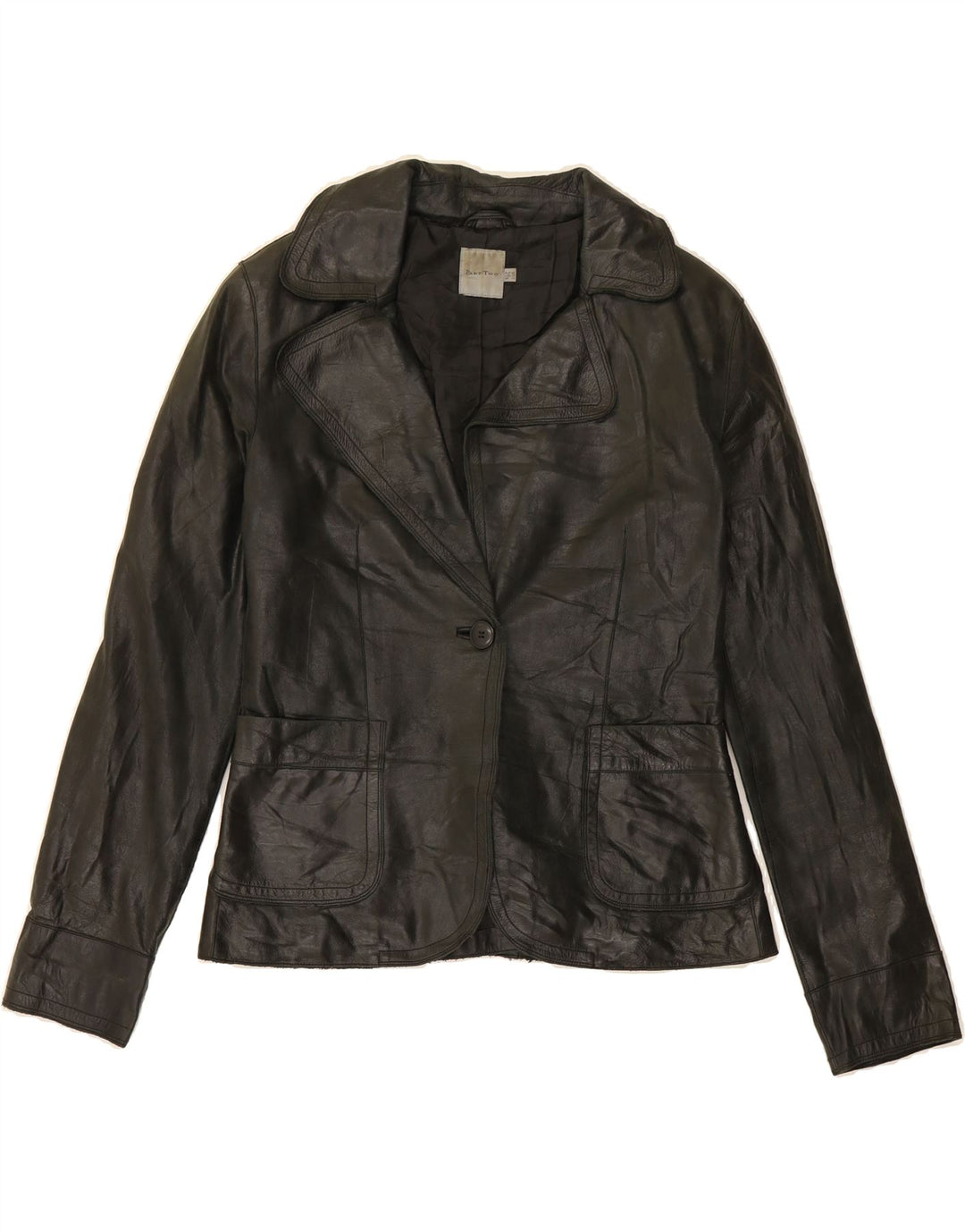 PART TWO Womens Leather Jacket UK 14 Large Black Leather Vintage Part Two and Second-Hand Part Two from Messina Hembry 