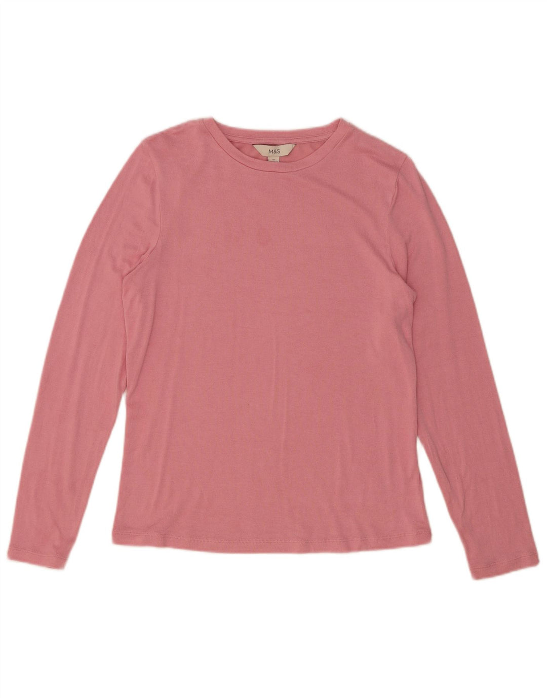 Marks & Spencer Top da donna a maniche lunghe UK 12 Viscosa rosa medio