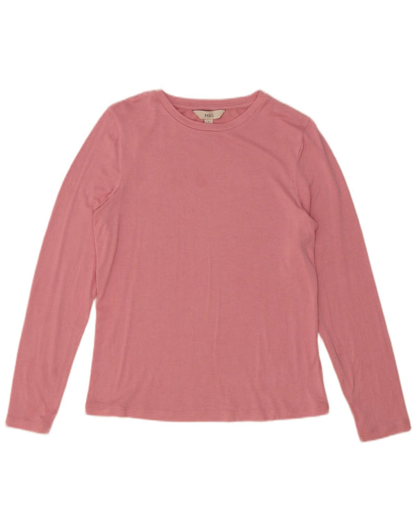 Marks & Spencer Top da donna a maniche lunghe UK 12 Viscosa rosa medio