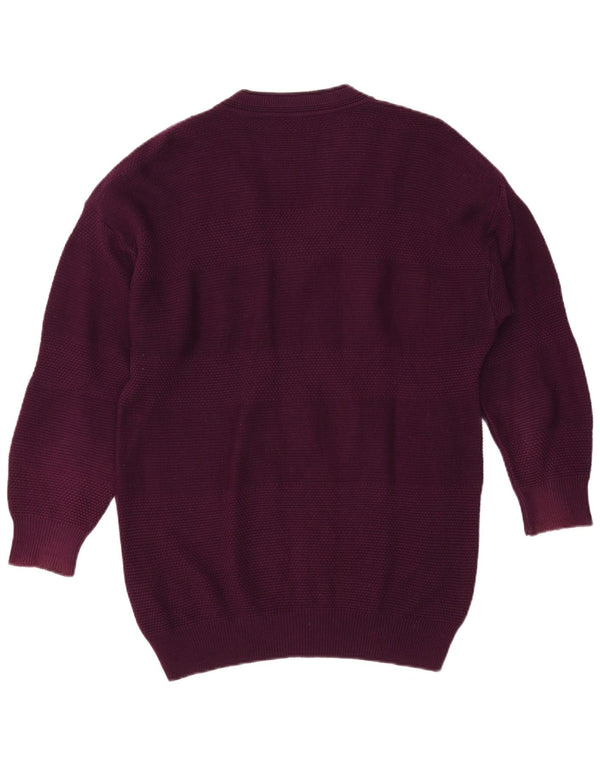 Maglione maglione con scollo a V da uomo VINTAGE XL viola floreale