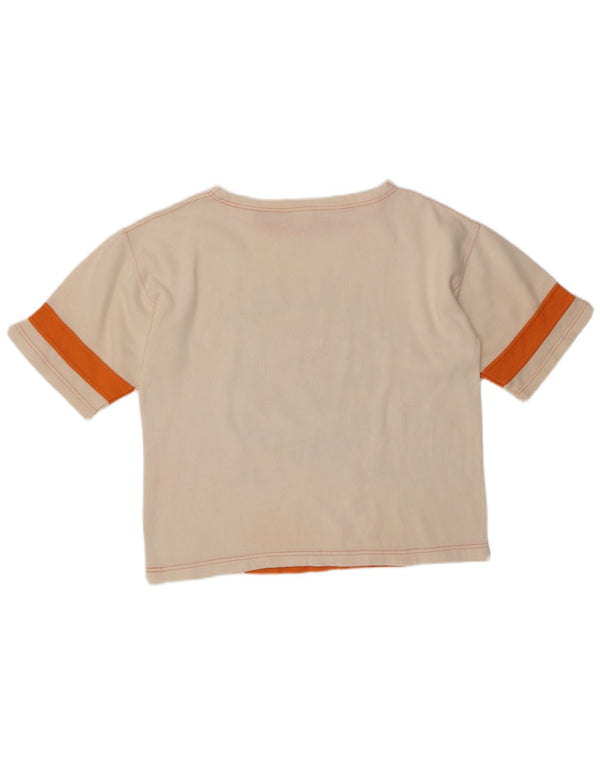 T-shirt grafica Malibu da donna VINTAGE Top UK 14 medio bianco sporco