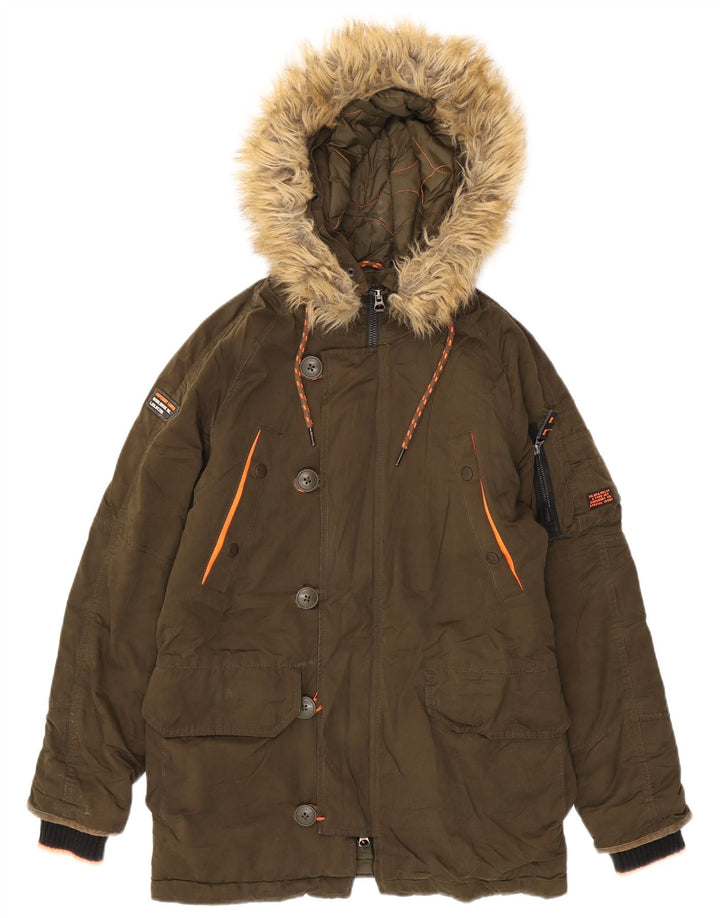 Giacca parka oversize con cappuccio da donna Superdry UK 6 XS poliestere kaki