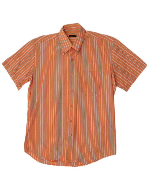 Camicia da uomo a maniche corte People grande in cotone a righe arancioni