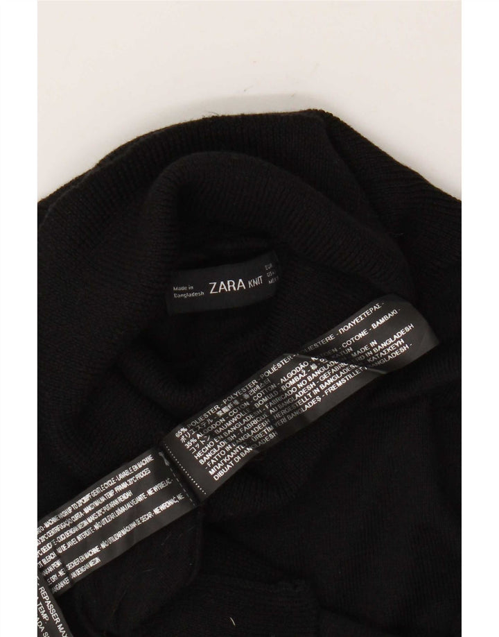 Maglione maglione a collo alto da donna Zara UK 10 piccolo poliestere nero