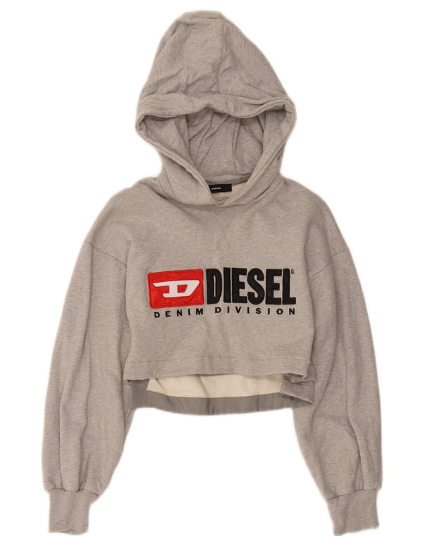 Felpa con grafica corta da donna Diesel UK 6 XS cotone chiazzato grigio