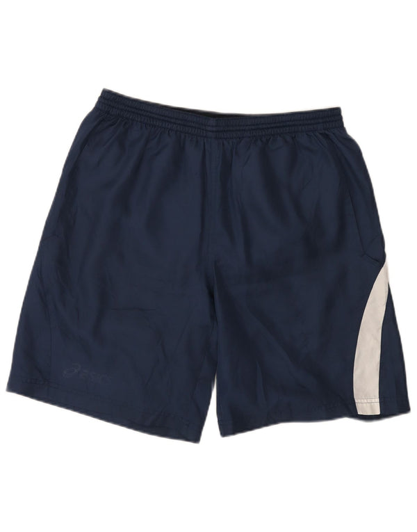 Pantaloncini sportivi da uomo Asics grandi in poliestere color block blu navy