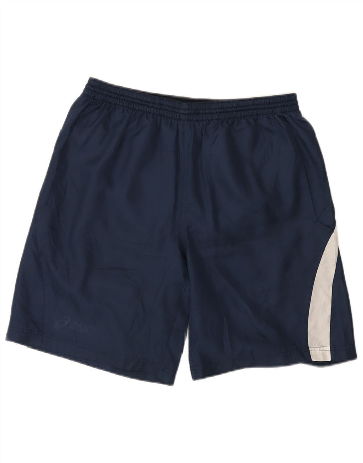 Pantaloncini sportivi da uomo Asics grandi in poliestere color block blu navy