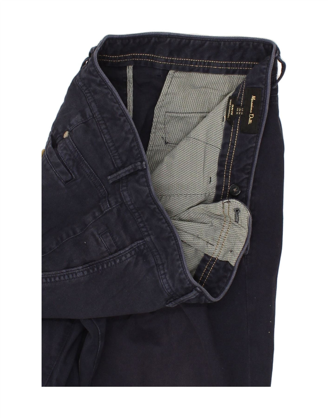 MASSIMO DUTTI Pantaloni casual slim da uomo W34 L30 Blu navy