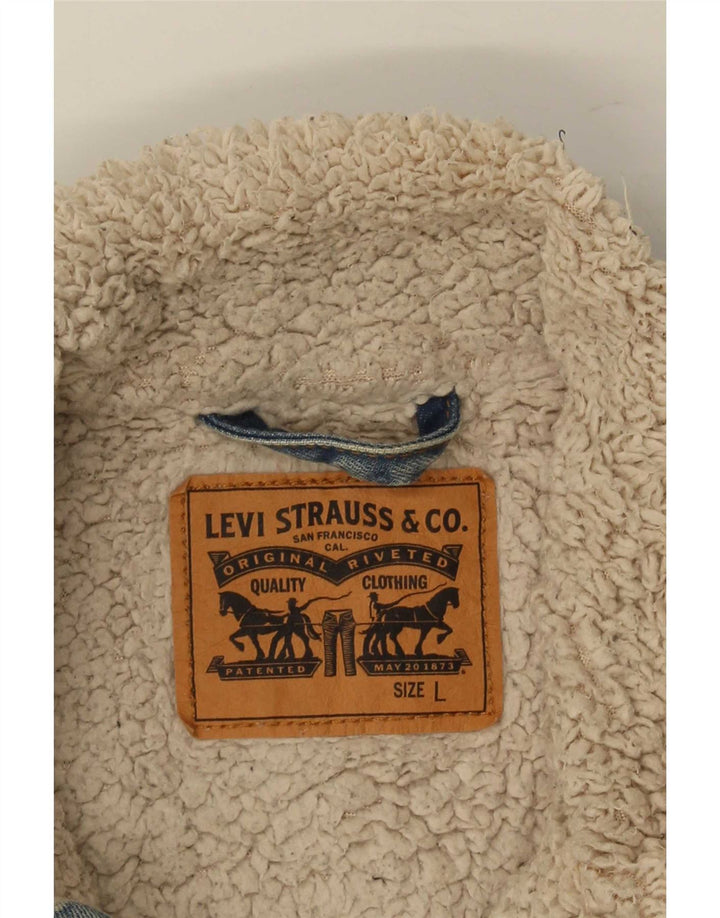 Giacca in denim Sherpa da uomo Levi's UK 40 grande cotone blu