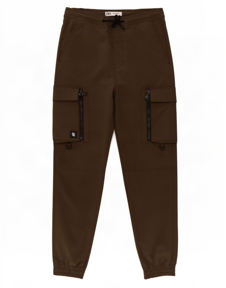 Pantaloni da tuta cargo Zara da uomo, pantaloni da jogging, colore kaki medio