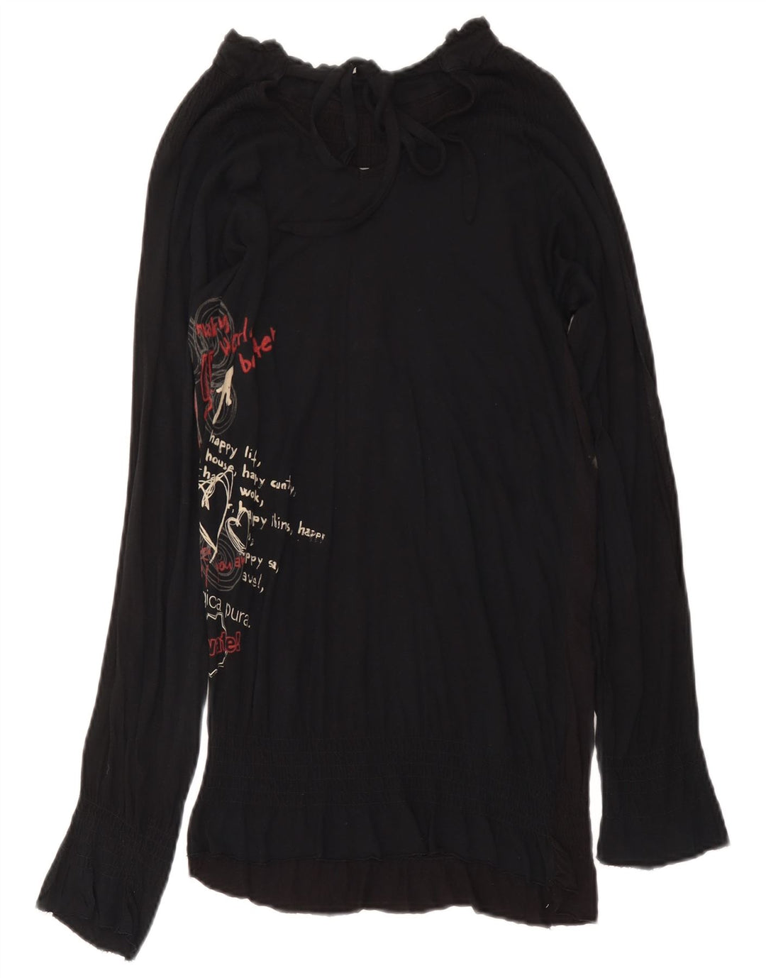 Desigual Tunica Grafica da Donna Top Piccola Farfalla Nera