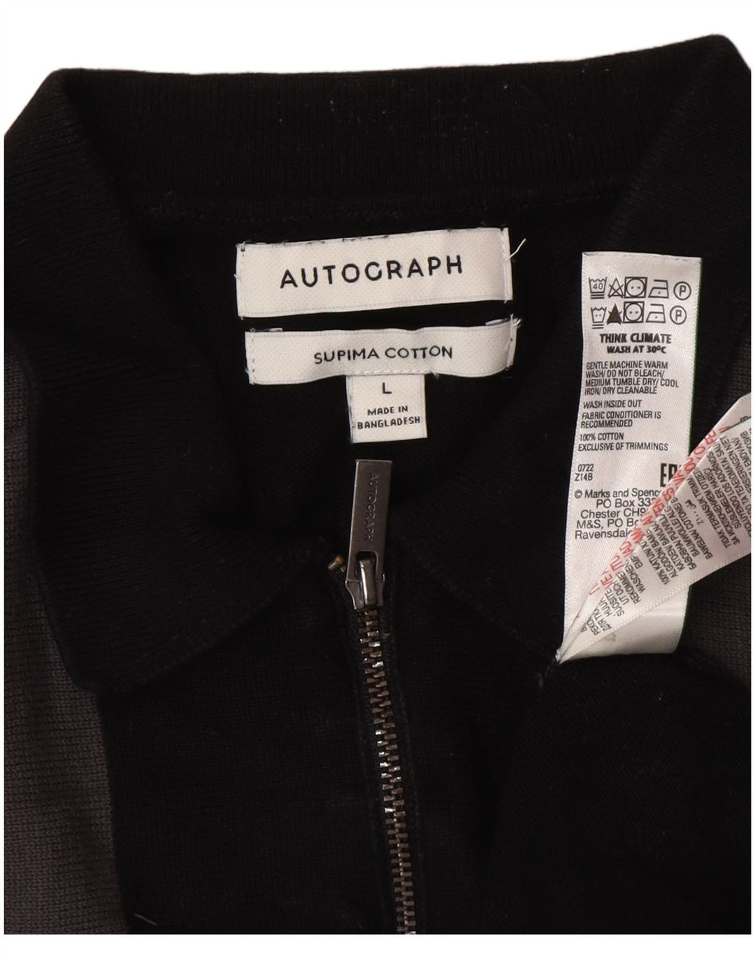 Marks & Spencer Maglione da uomo con collo a polo autografo grande nero